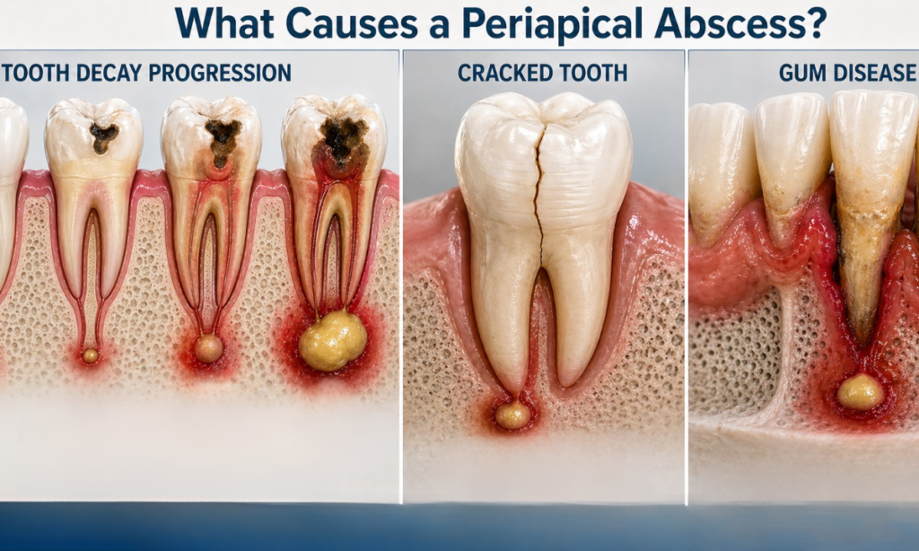 Causes a Periapical Abscess