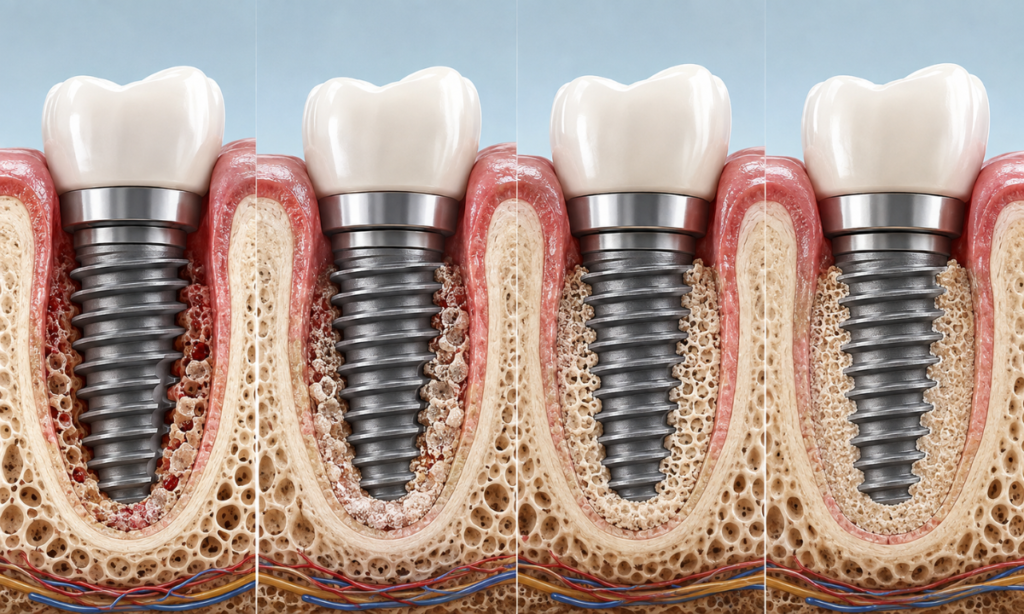 Months 2–6 dental implant osseointegration