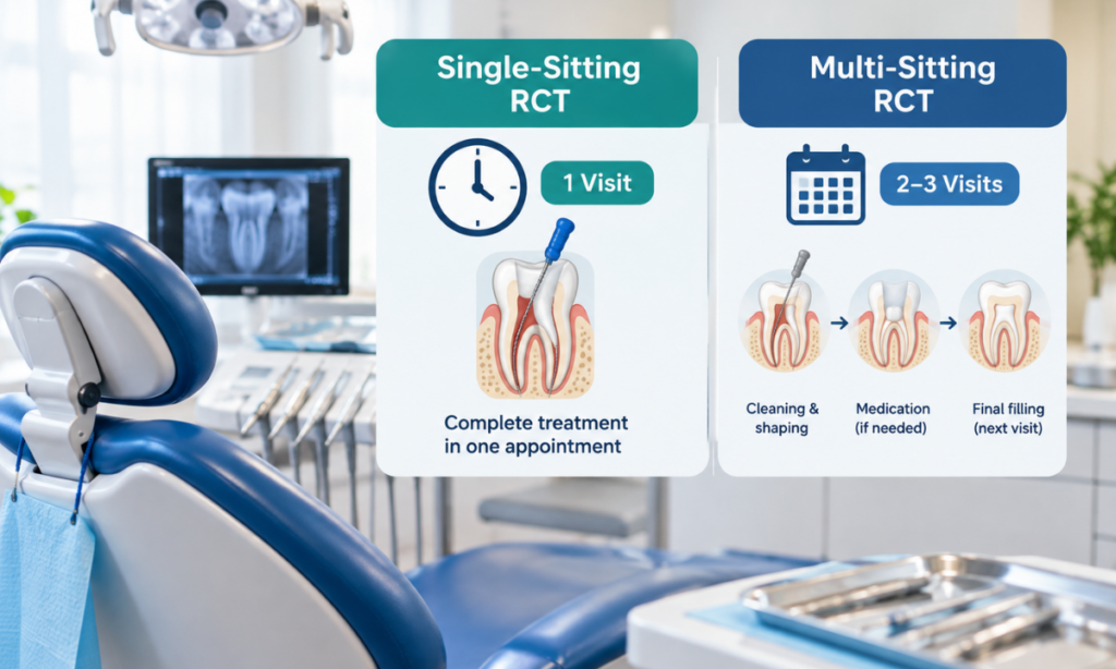 root canal treatment timeline single visit versus multiple sittings